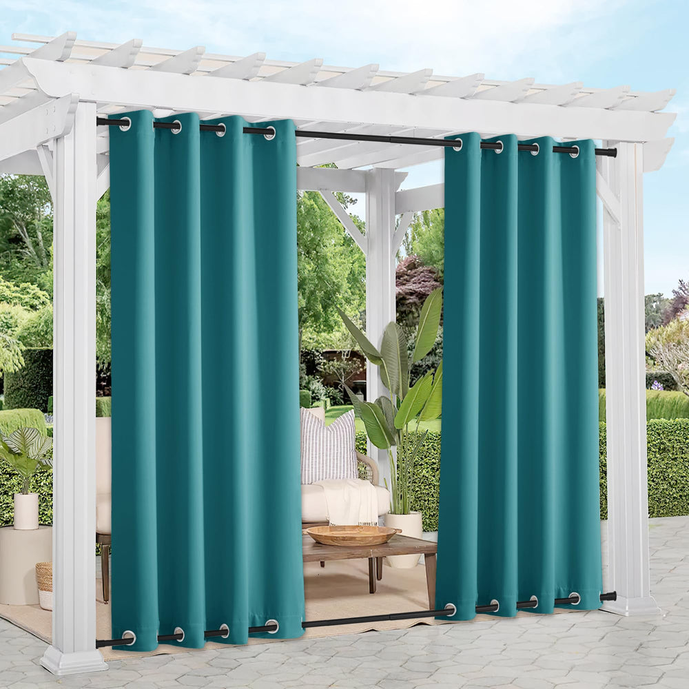 NICETOWN Outdoor Curtains Peacock Teal front view