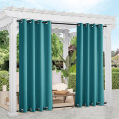 NICETOWN Outdoor Curtains Peacock Teal front view