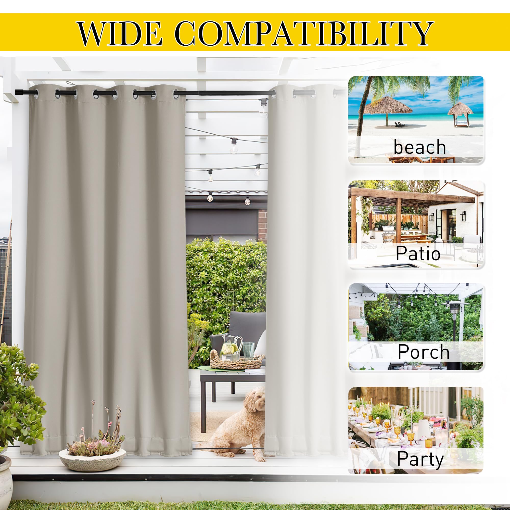 NICETOWN outdoor curtains privacy feature in use