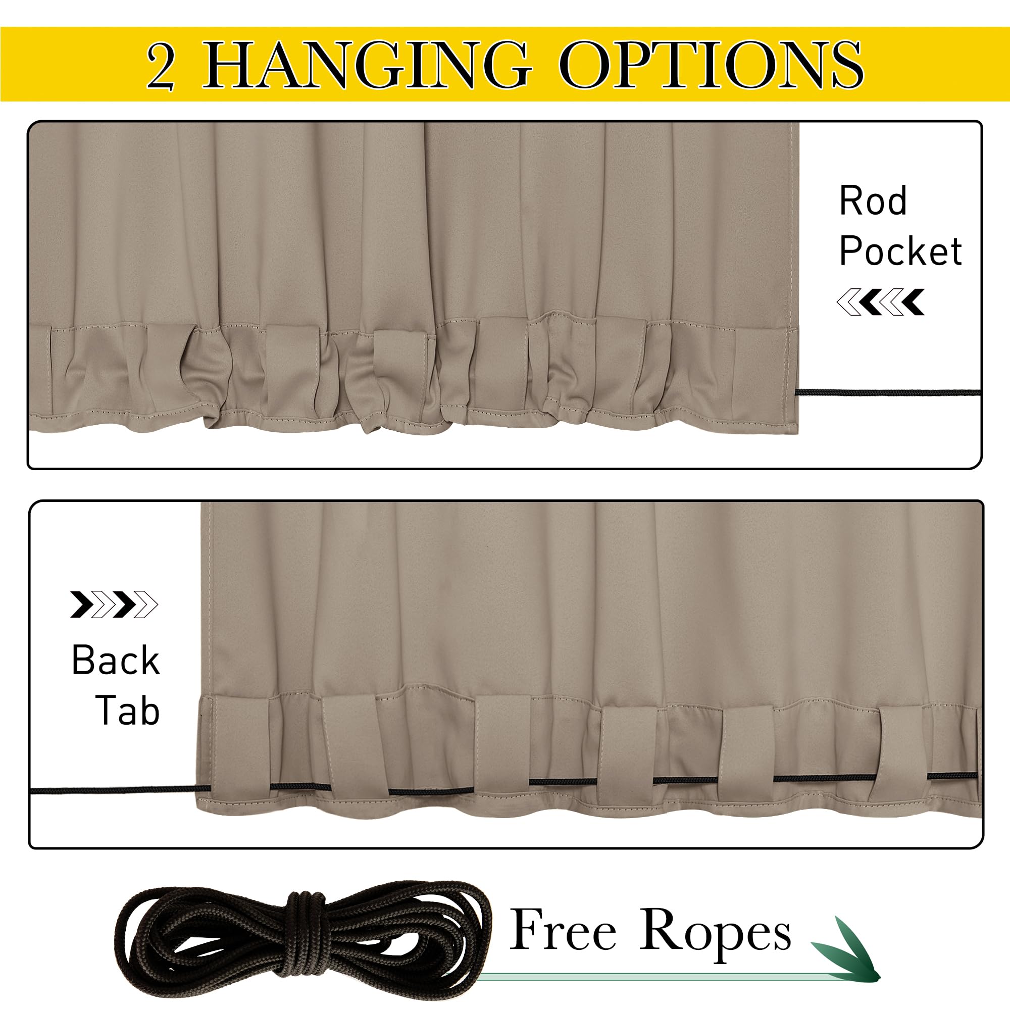 NICETOWN Outdoor Curtains showcasing versatility in hanging styles