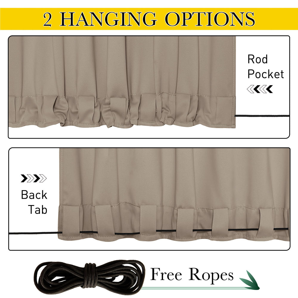 NICETOWN Outdoor Curtains showcasing versatility in hanging styles