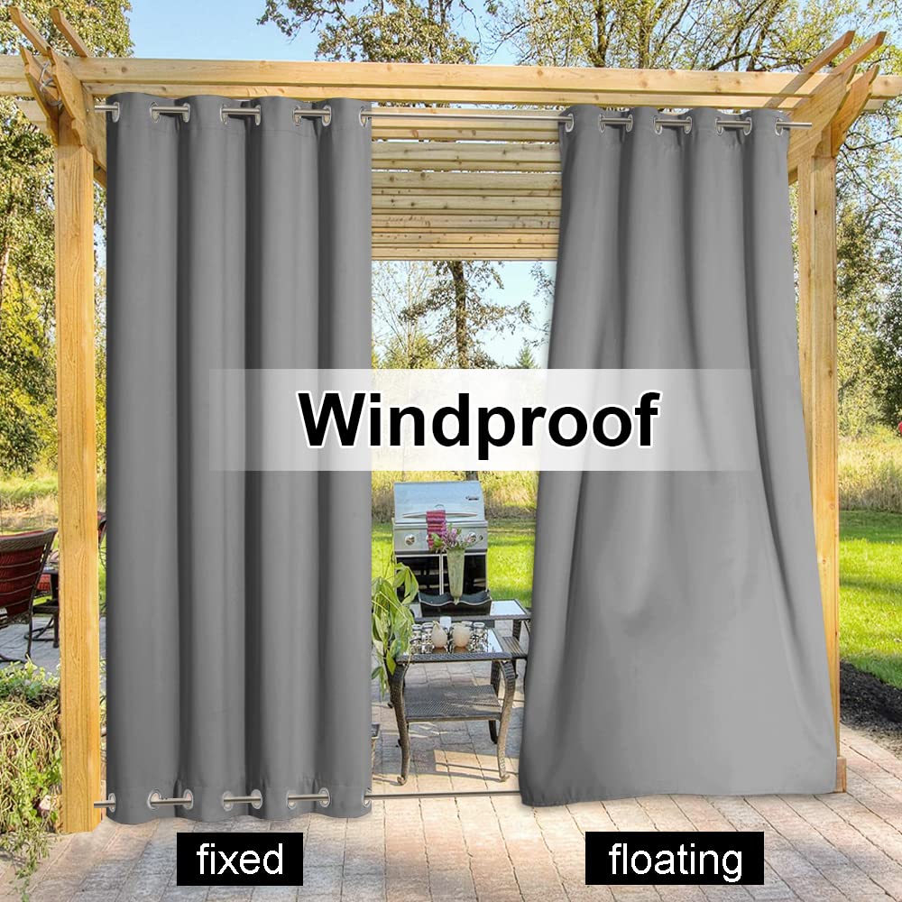 NICETOWN Outdoor Curtains Silver Grey with sunlight blocking