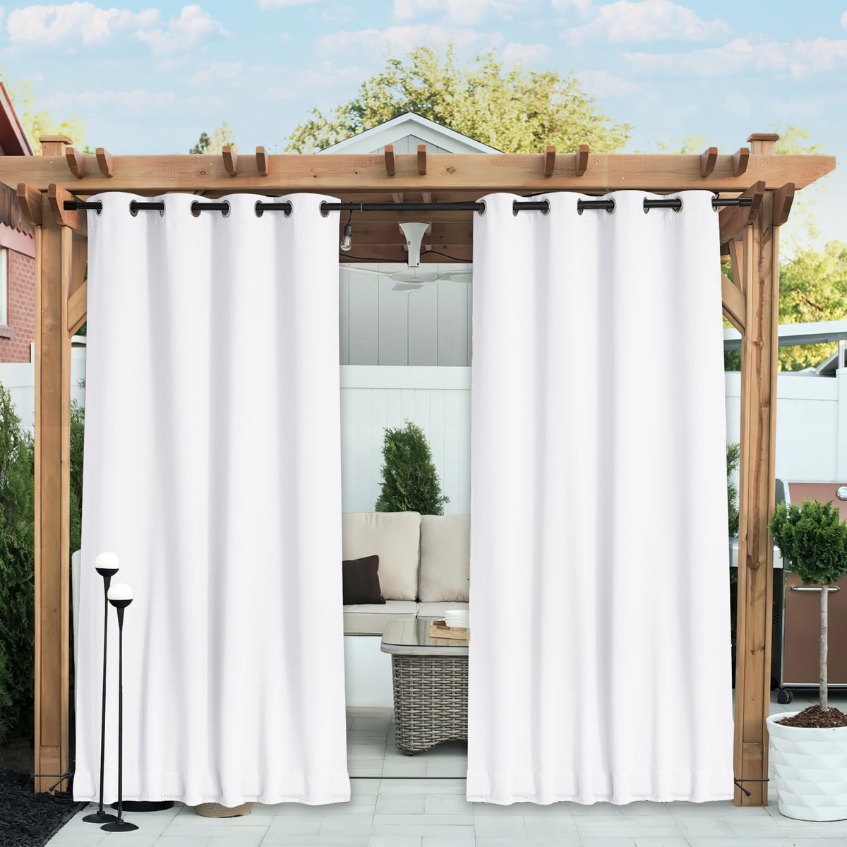 NICETOWN outdoor curtains W52xL84 pure white front view