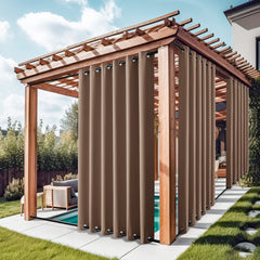 NICETOWN Outdoor Patio Curtains tan front view