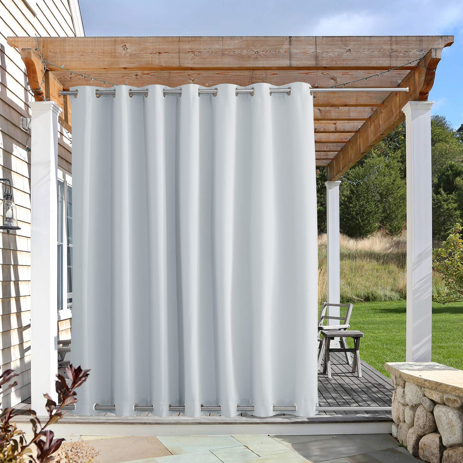 NICETOWN Patio Curtain front view in greyish white