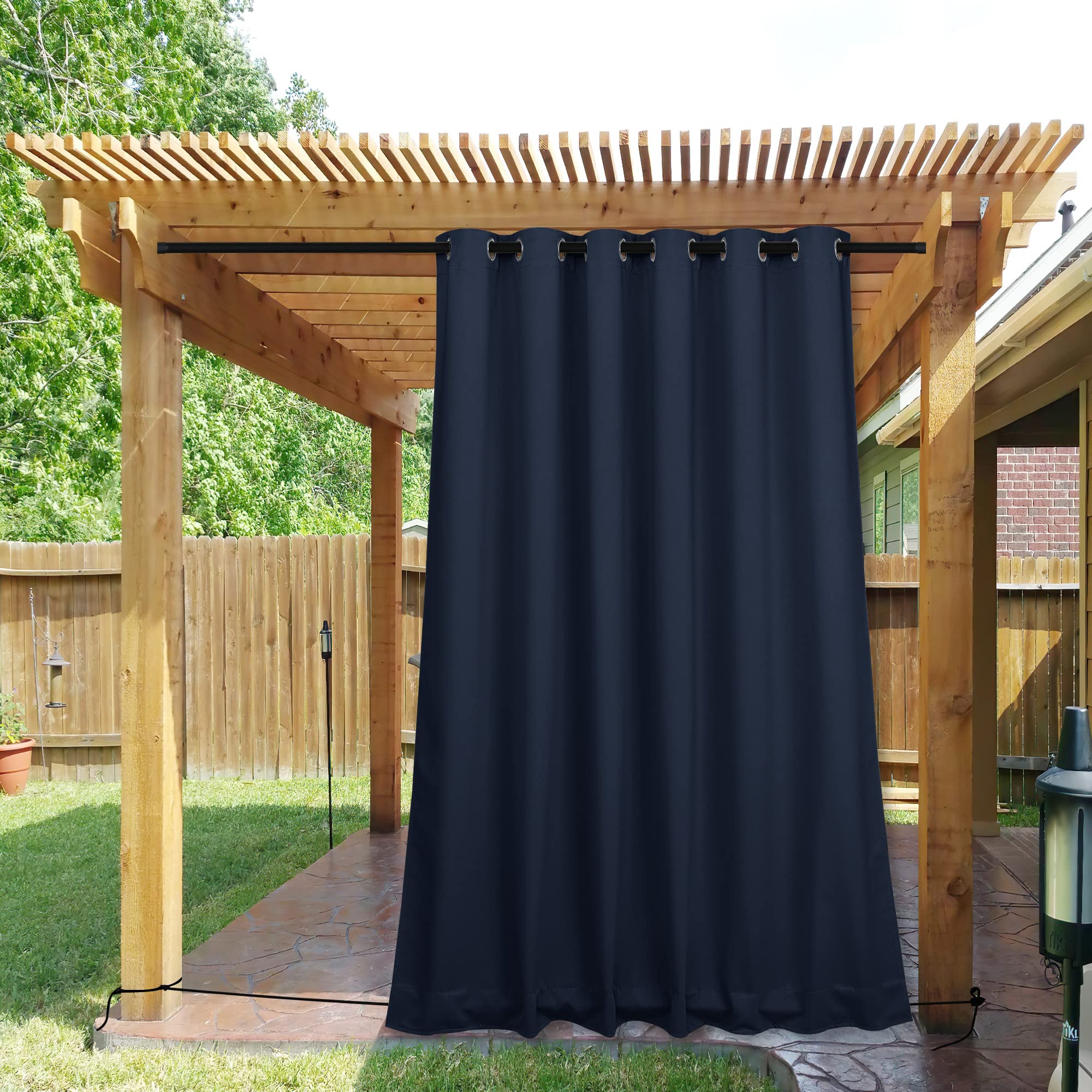 NICETOWN Windproof Outdoor Curtain Navy blue front view