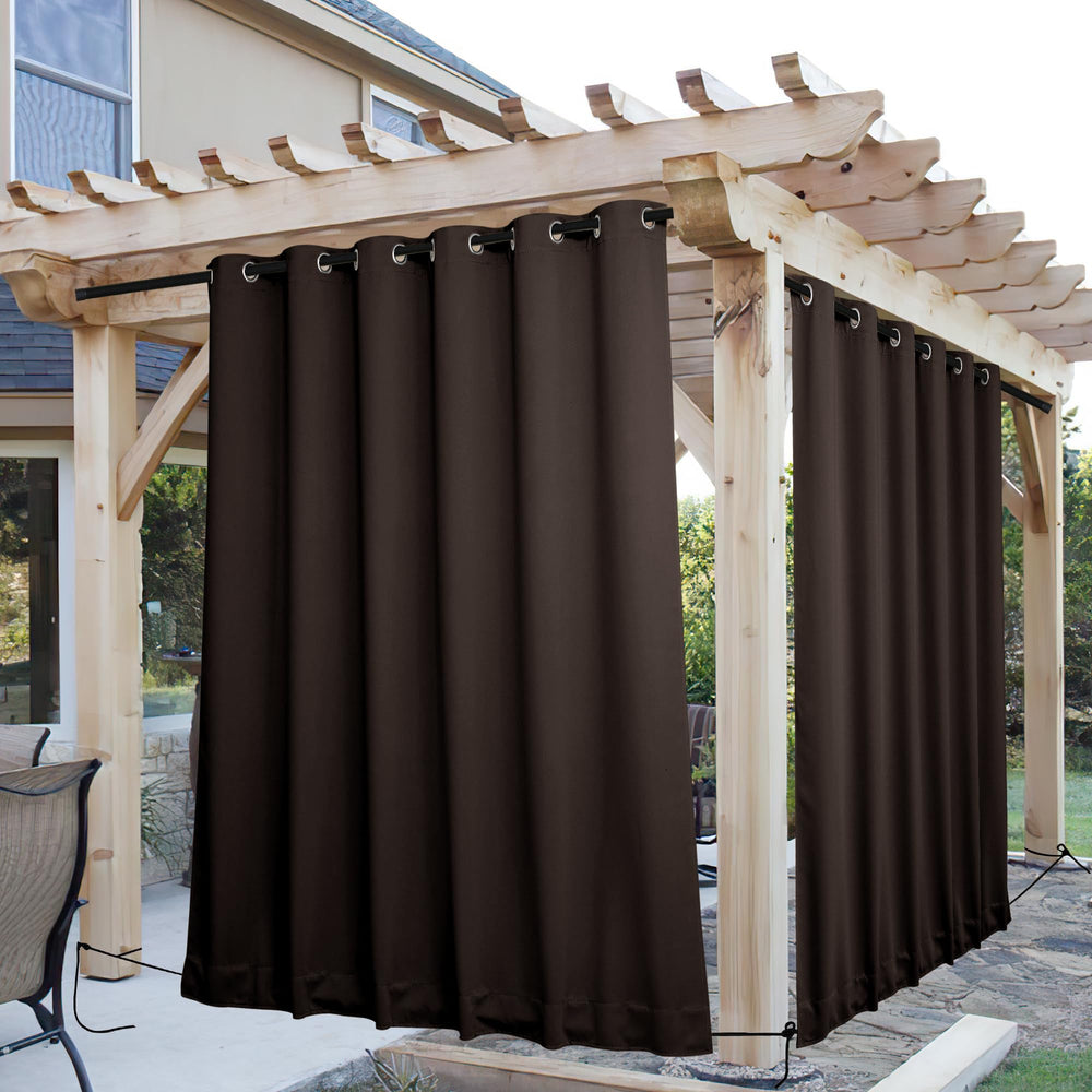 NICETOWN windproof outdoor curtains coffee colour front view