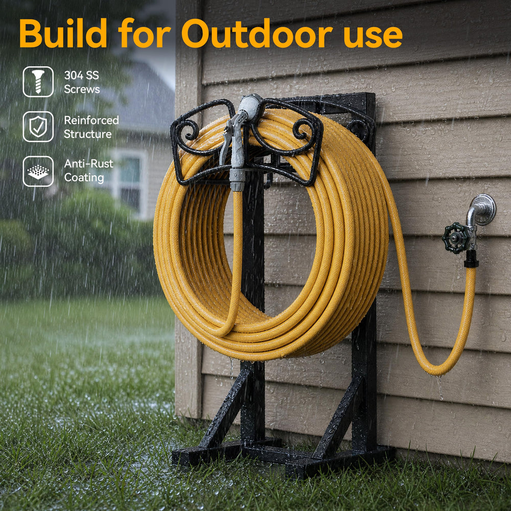 niffgaff Garden Hose Holder Stand showing triangular base for stability
