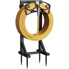 niffgaff Garden Hose Holder Stand side view with black finish
