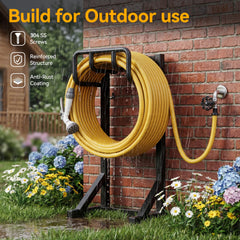 niffgaff Garden Hose Holder Stand with garden tools hanging on hooks