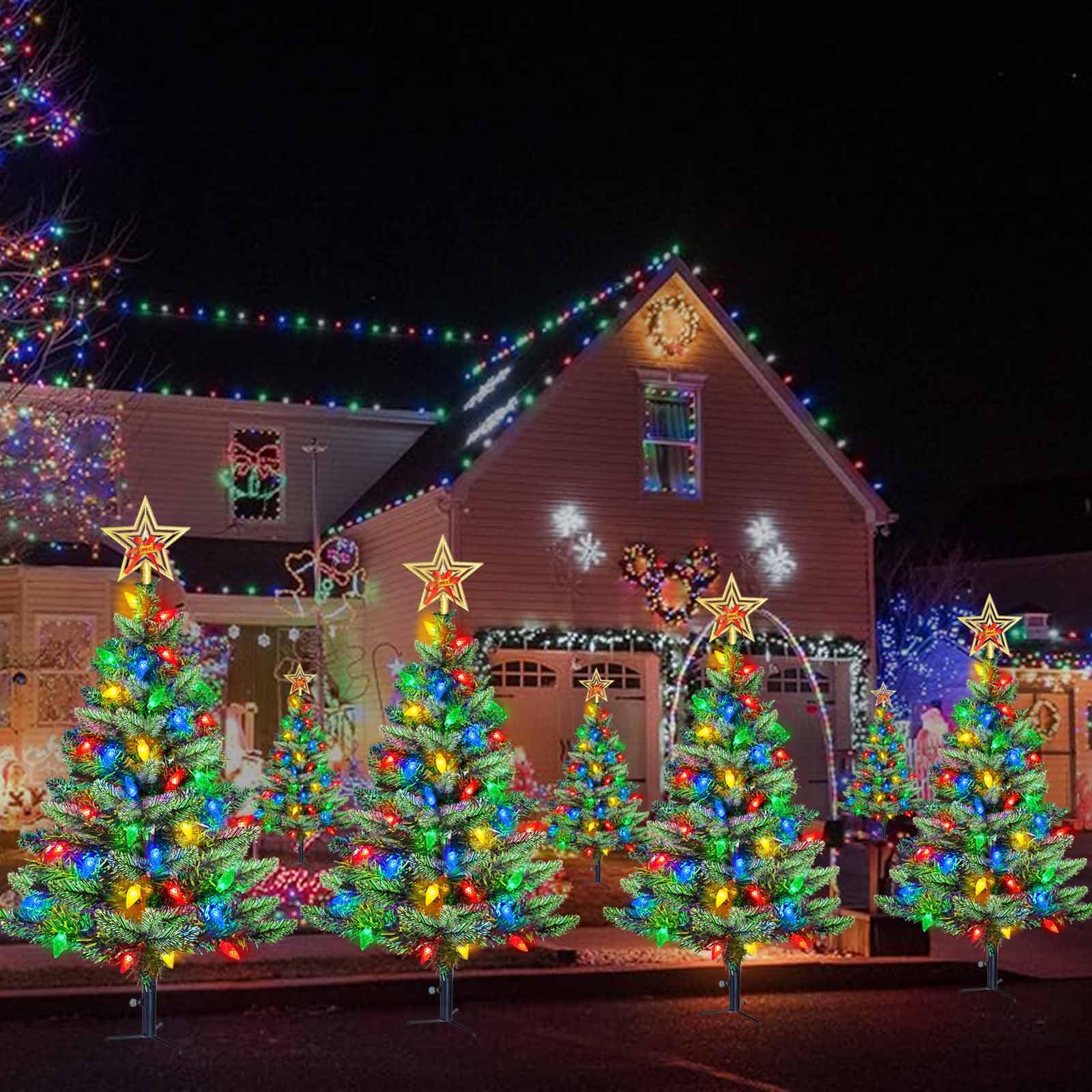 Night view of Abkshine Solar Christmas Tree lit up
