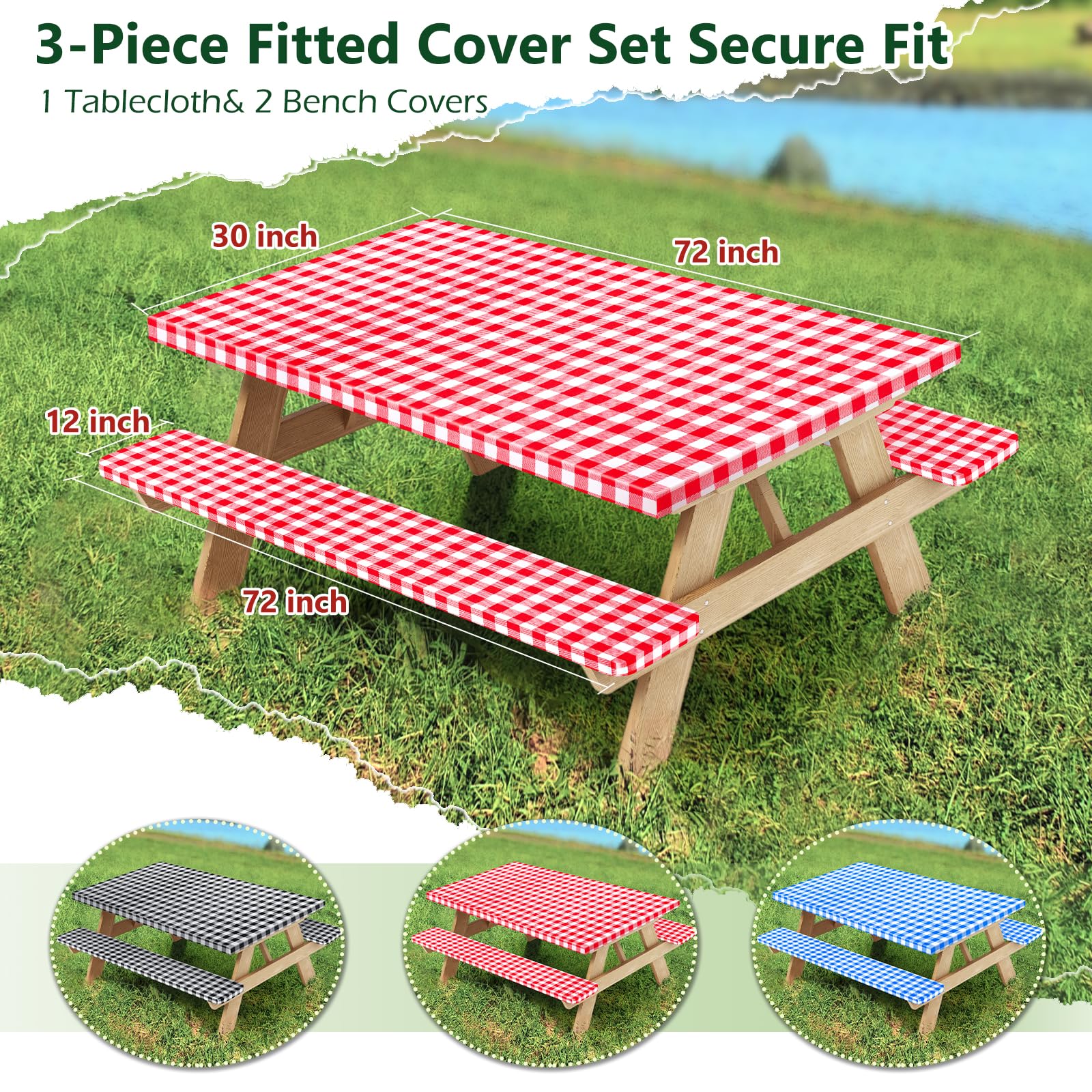 Nimalpal Picnic Table Cover set with bench covers folded