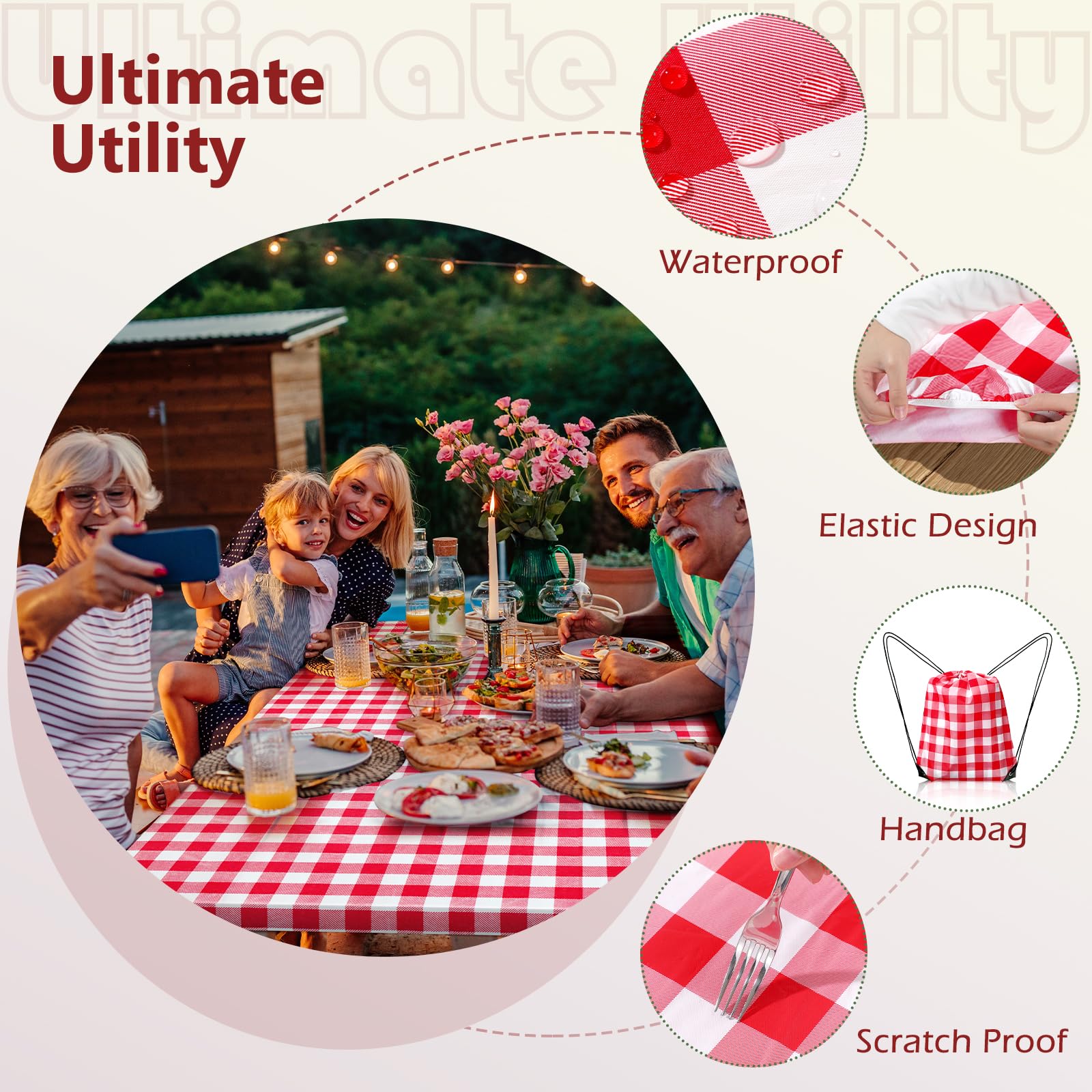 Nimalpal Picnic Table Cover set with drawstring storage bag