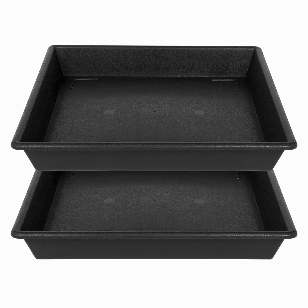 NIMYAU 10 Inch black square plant saucer front view