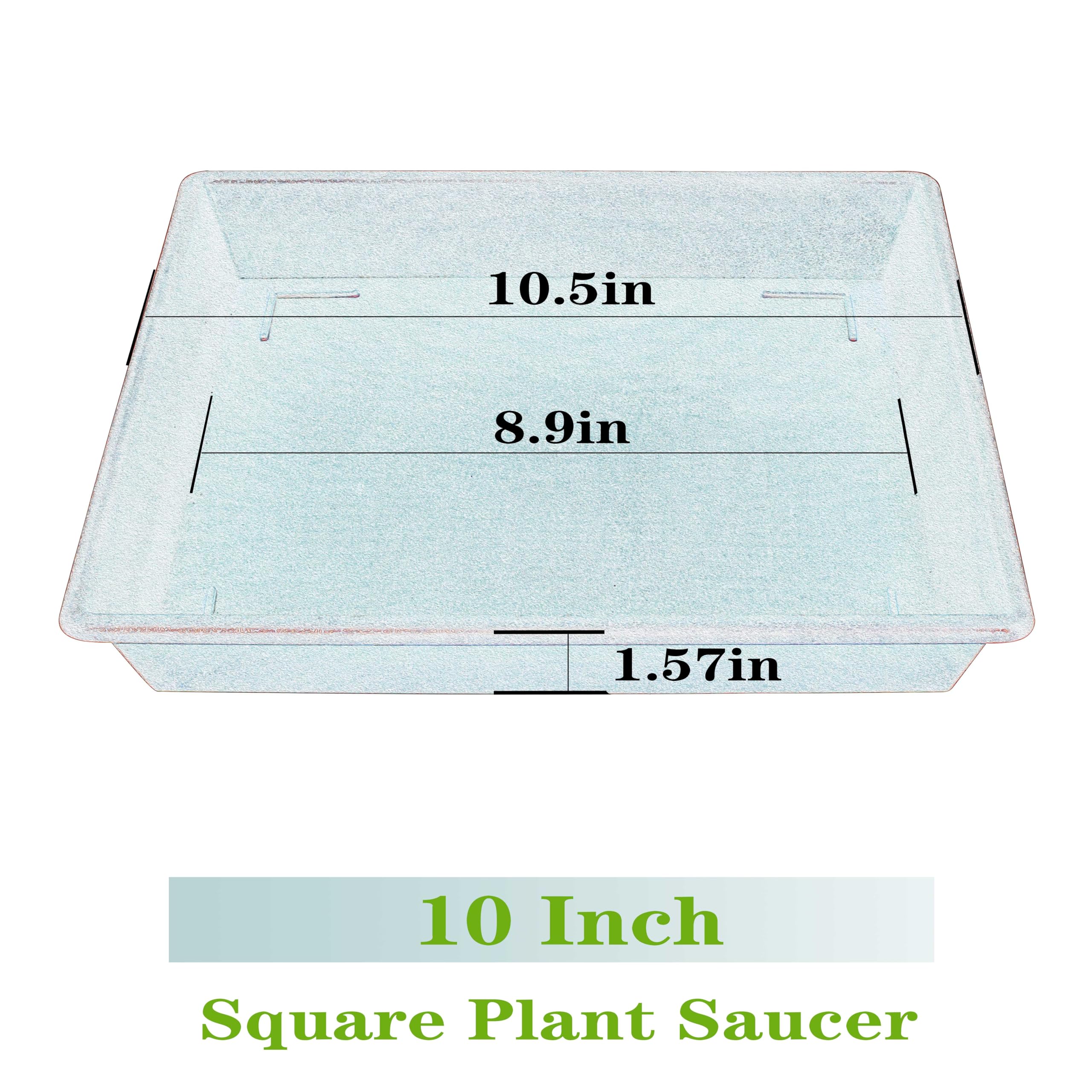 NIMYAU 10 Inch square plant saucer side view