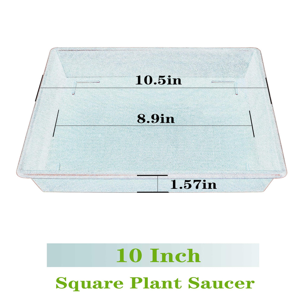 NIMYAU 10 Inch square plant saucer side view