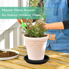 NIMYAU 16 inch plant saucer black on patio
