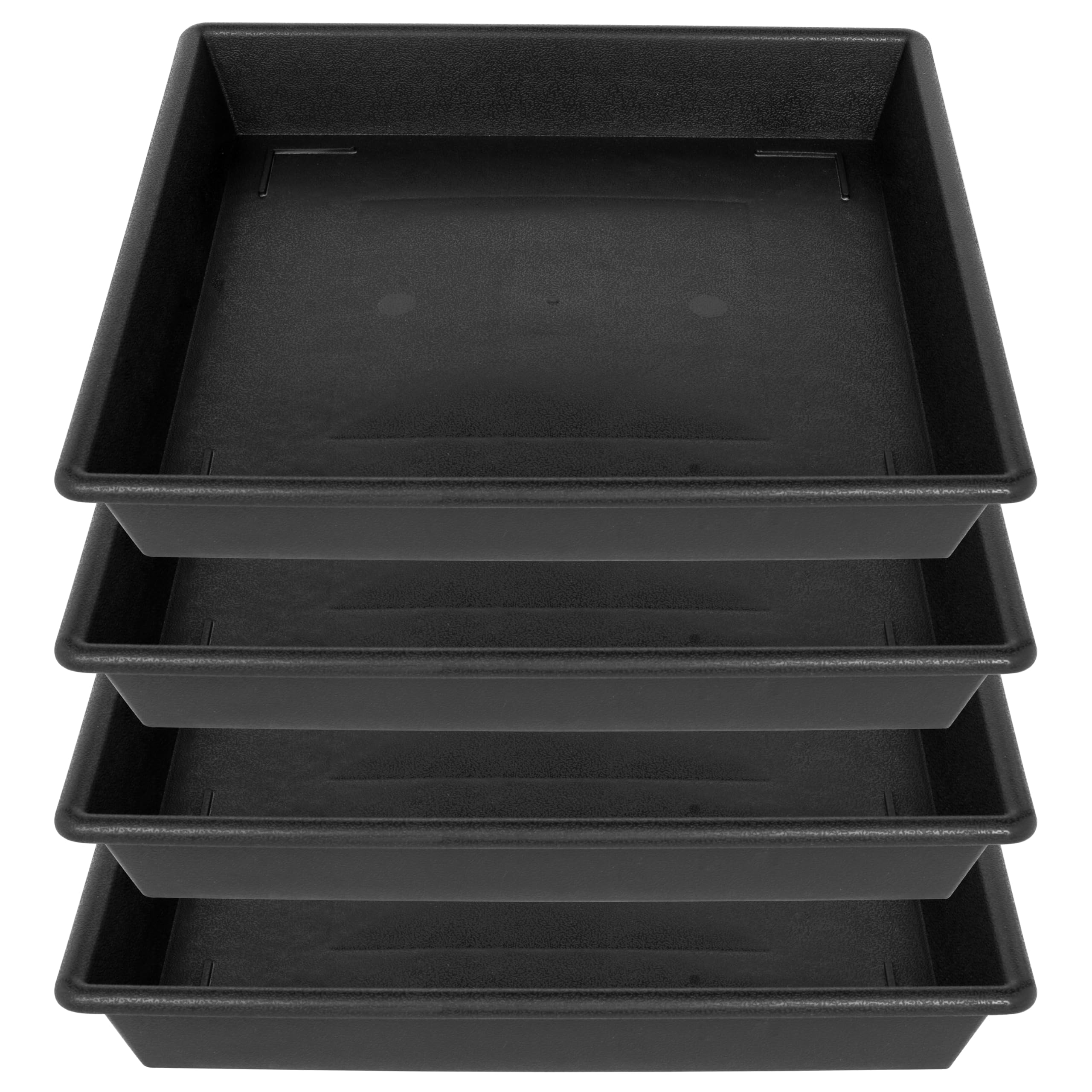NIMYAU 16 inch square plant saucer black front view