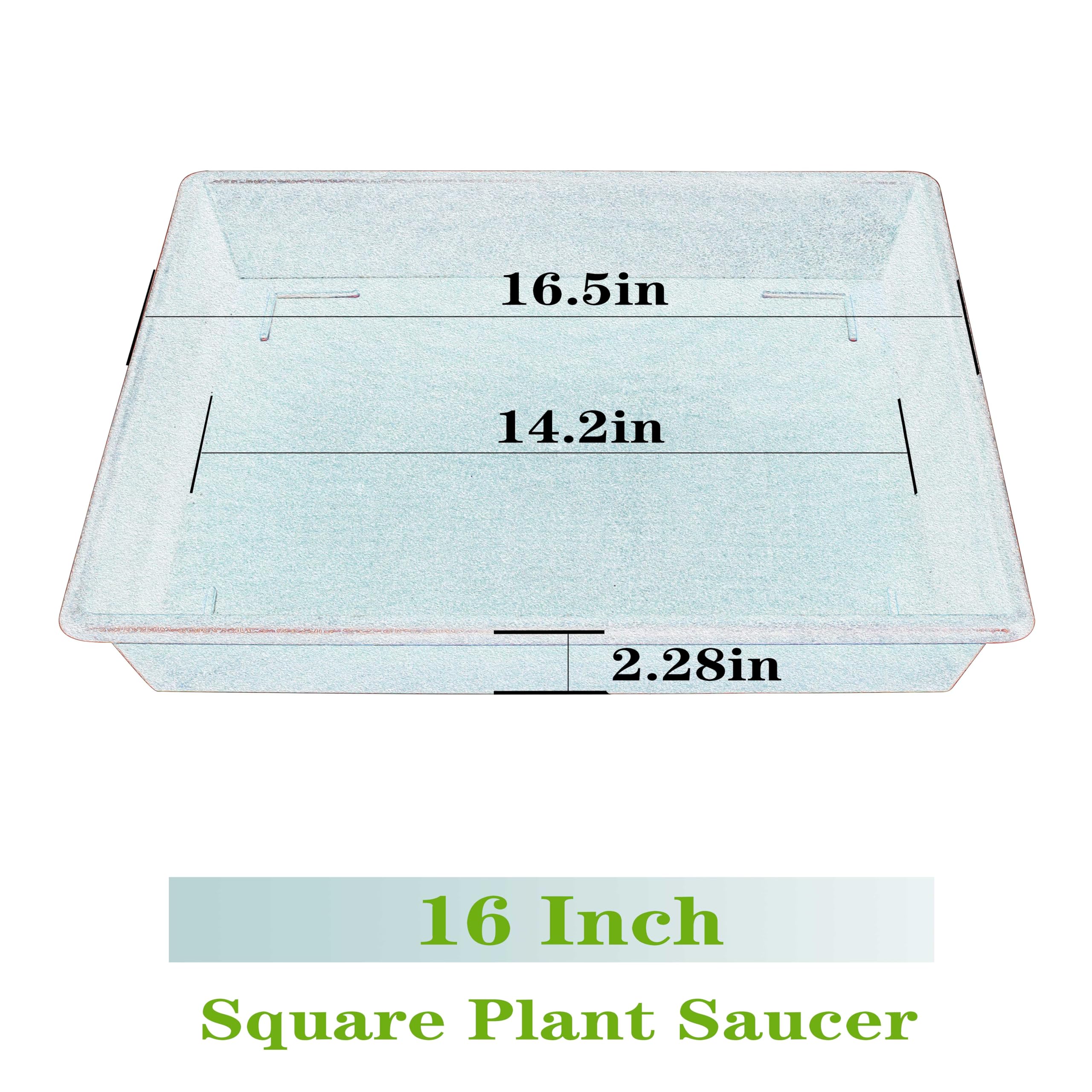 NIMYAU 16 inch square plant saucer black side view