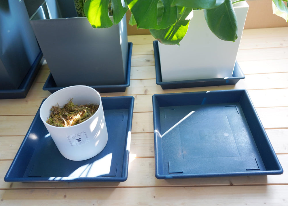 NIMYAU 16 inch square plant saucer blue with water overflow