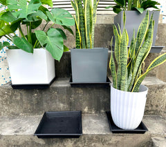 NIMYAU 16 inch square plant saucer in garden setting