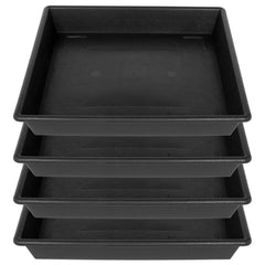 NIMYAU 18 Inch Square Plant Saucer black front view