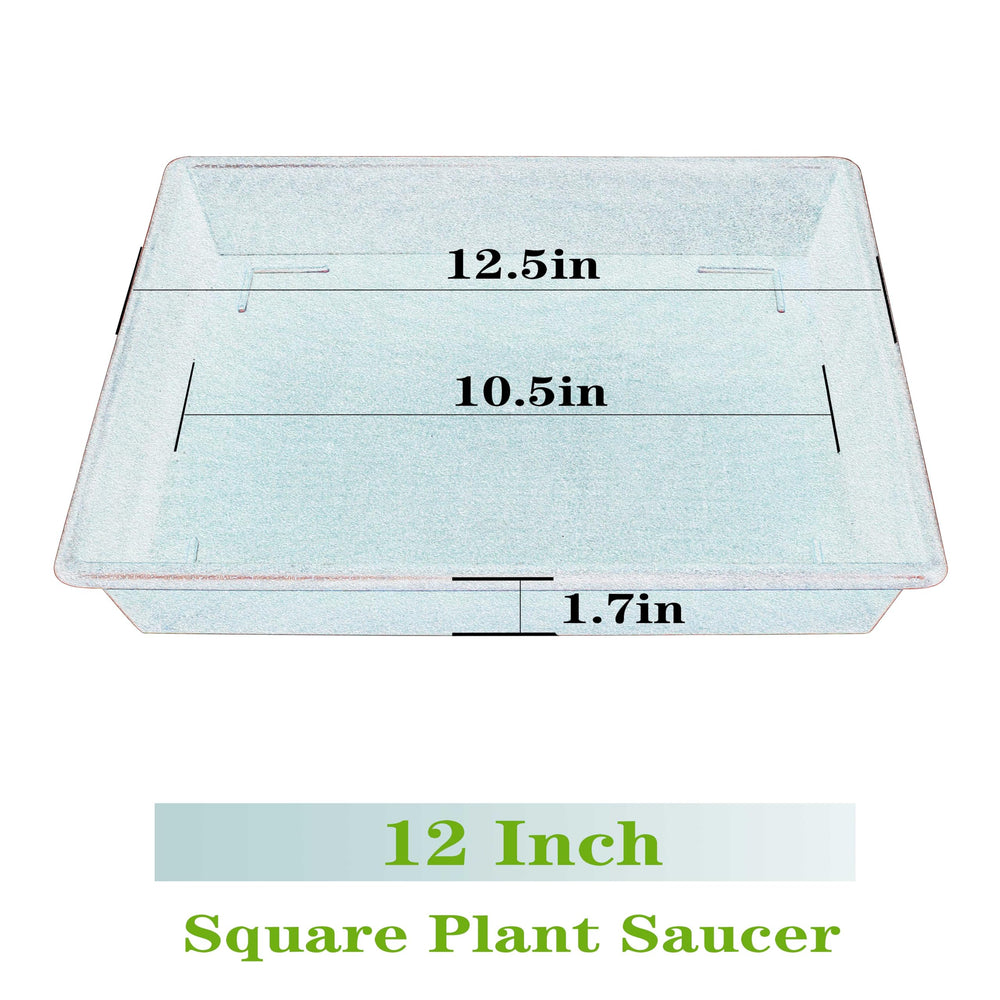 NIMYAU Square Plant Saucer 12 Inch black model side view