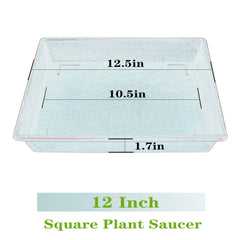 NIMYAU Square Plant Saucer 12 Inch black model side view