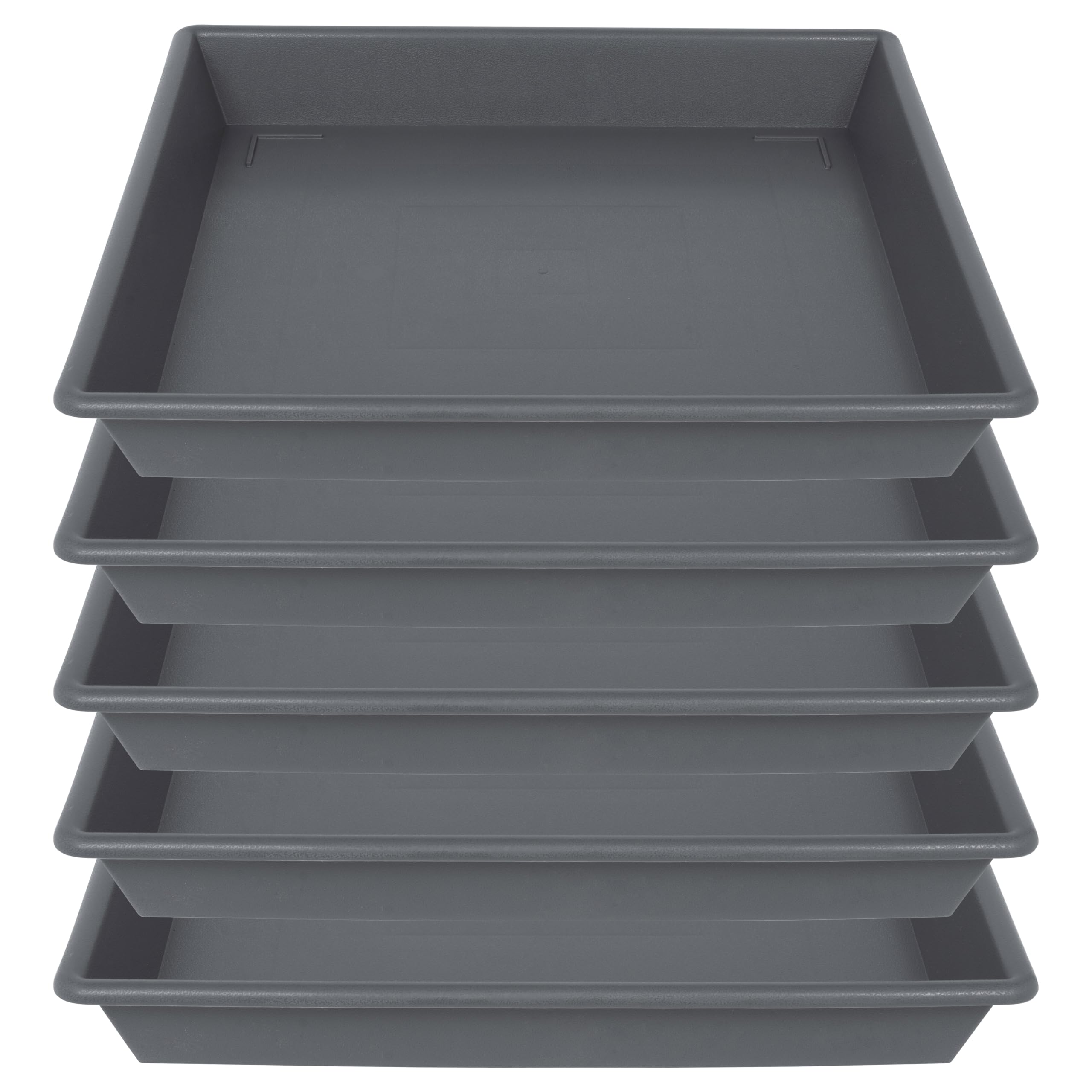 NIMYAU Square Plant Saucer 6 Inch black plastic tray front view