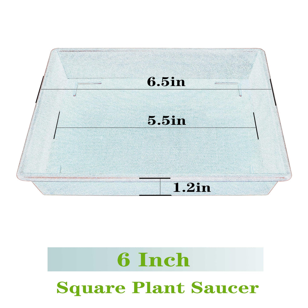 NIMYAU Square Plant Saucer 6 Inch stack of five trays