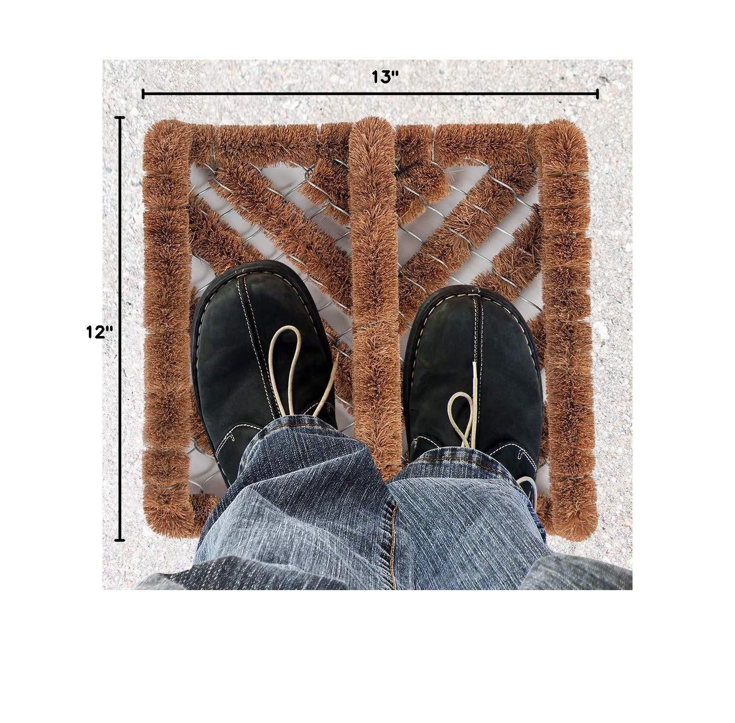 NINAMAR Coir Boot Scraper Door Mat positioned at an entryway