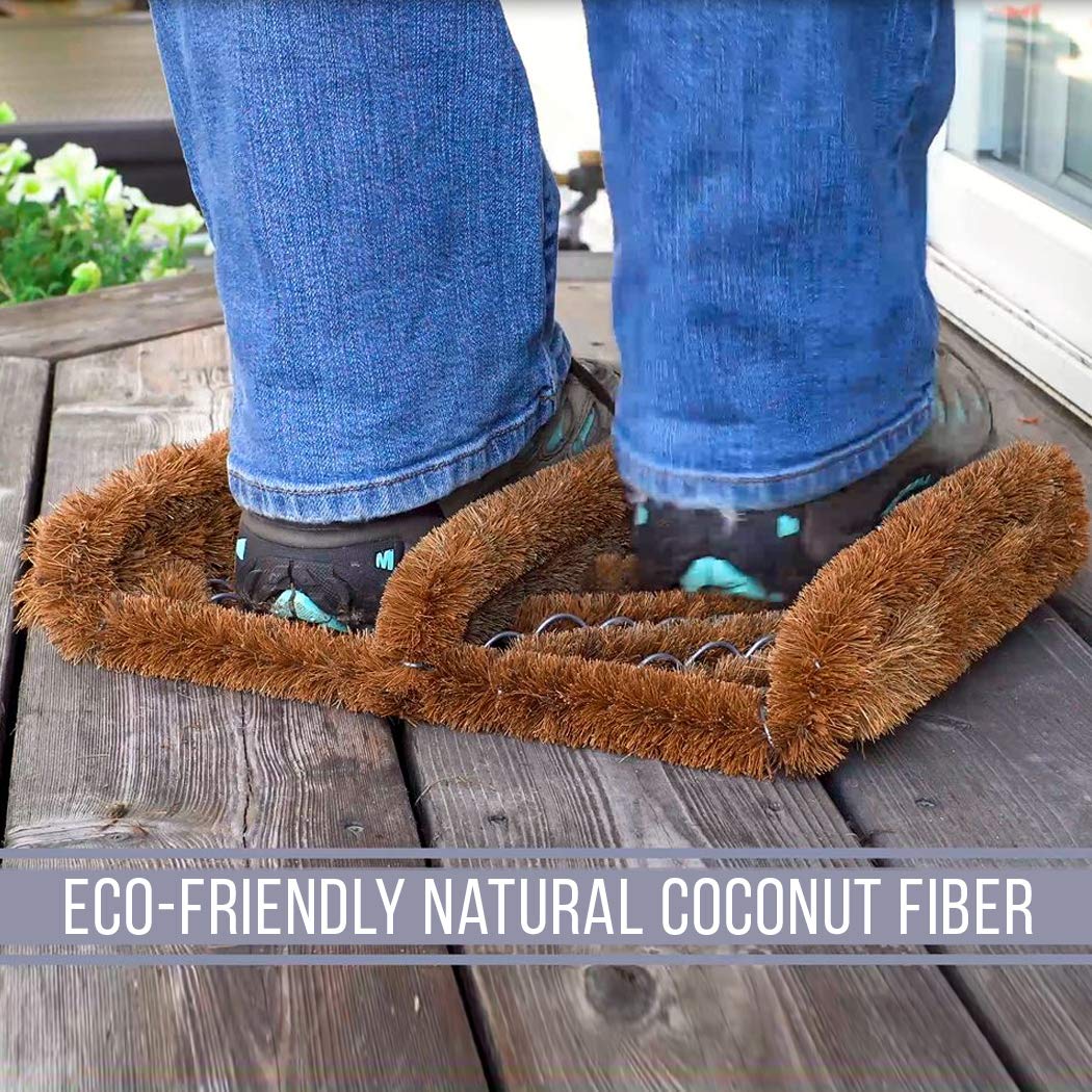 NINAMAR Natural Coir Boot Scraper Mat with dirt being scraped off