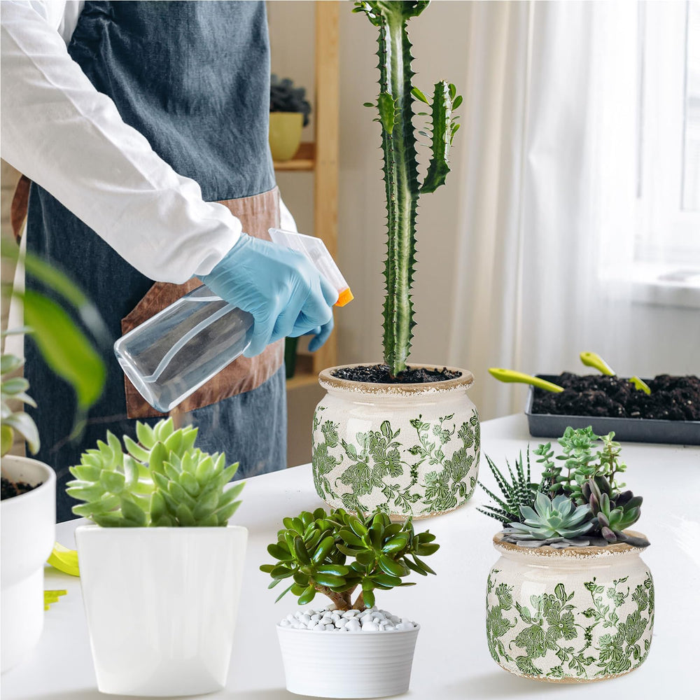 Ninehaoou 7.7-inch ceramic plant pot with drainage hole at the bottom