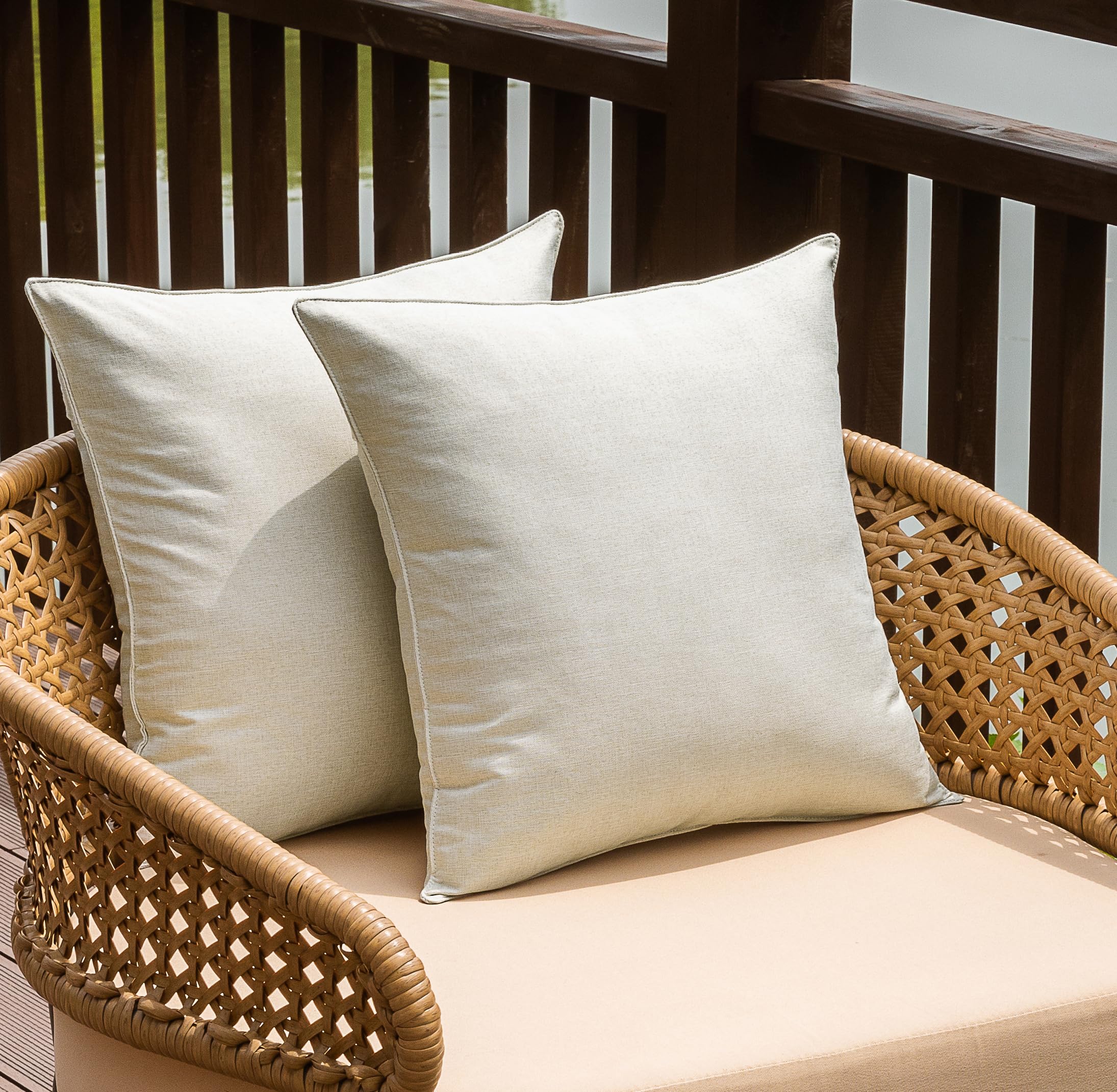 NiNi ALL Beige Outdoor Pillow Covers front view