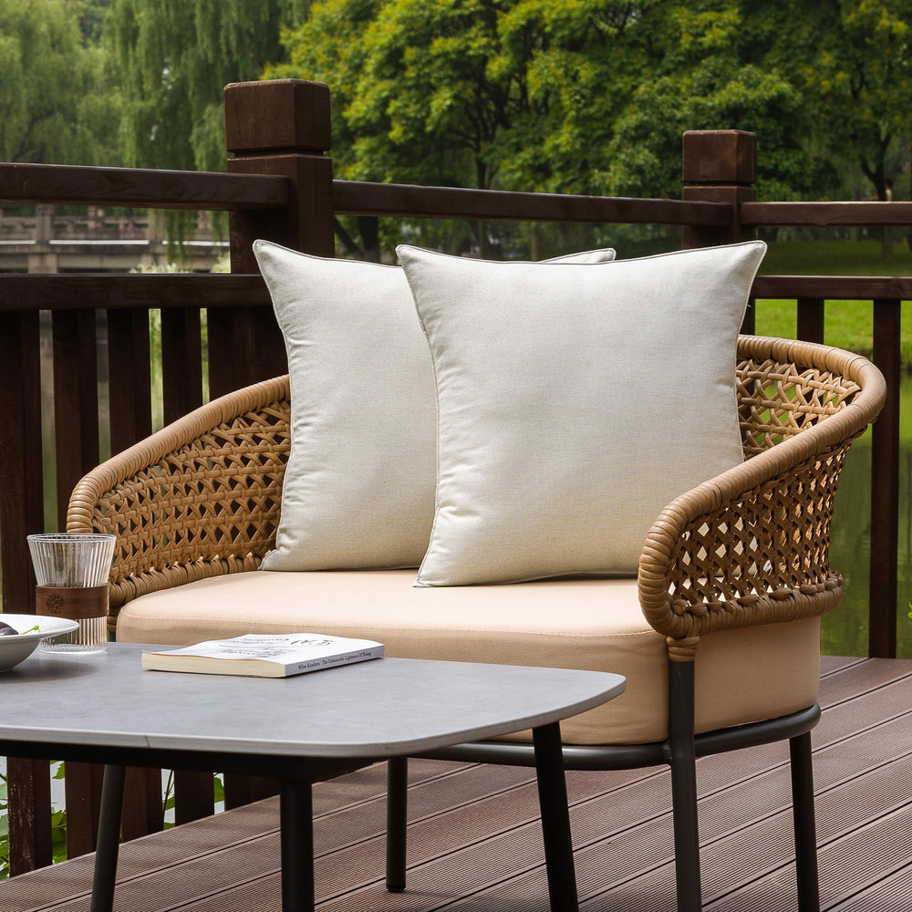 NiNi ALL beige pillow covers in picnic setup