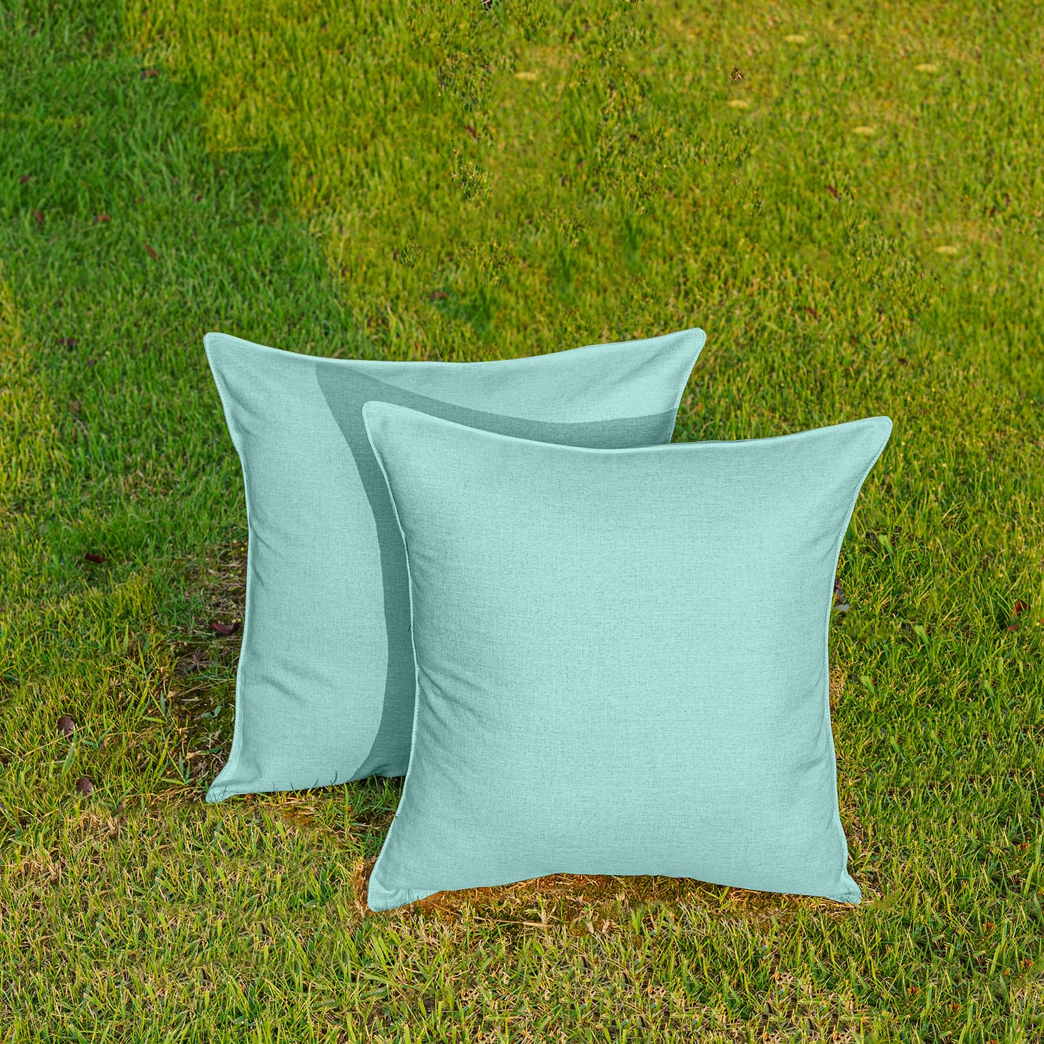 NiNi ALL Waterproof Outdoor Pillow Cover Lake Blue close-up of fabric