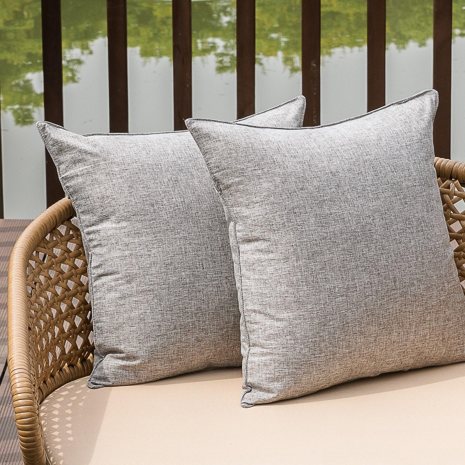 NiNi ALL Waterproof Outdoor Pillow Covers 16x16 grey front view