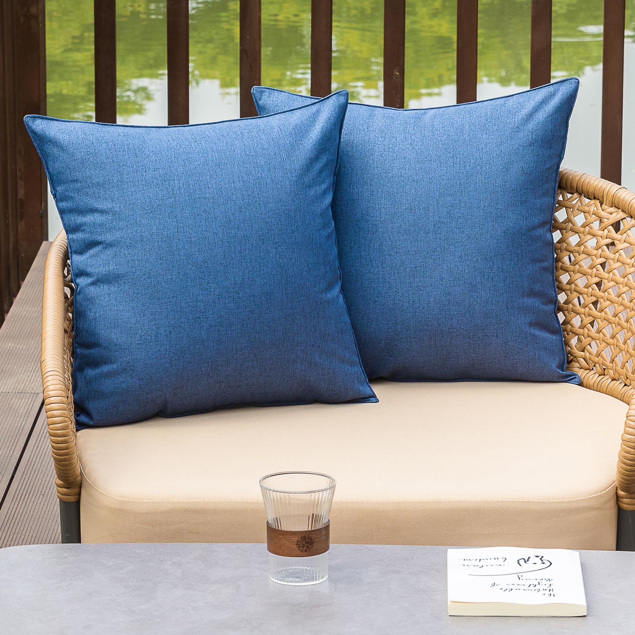 NiNi ALL Waterproof Outdoor Pillow Covers Dark Blue front view