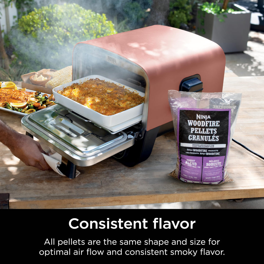 Ninja Woodfire Pellets in use on a grill with smoky flavour