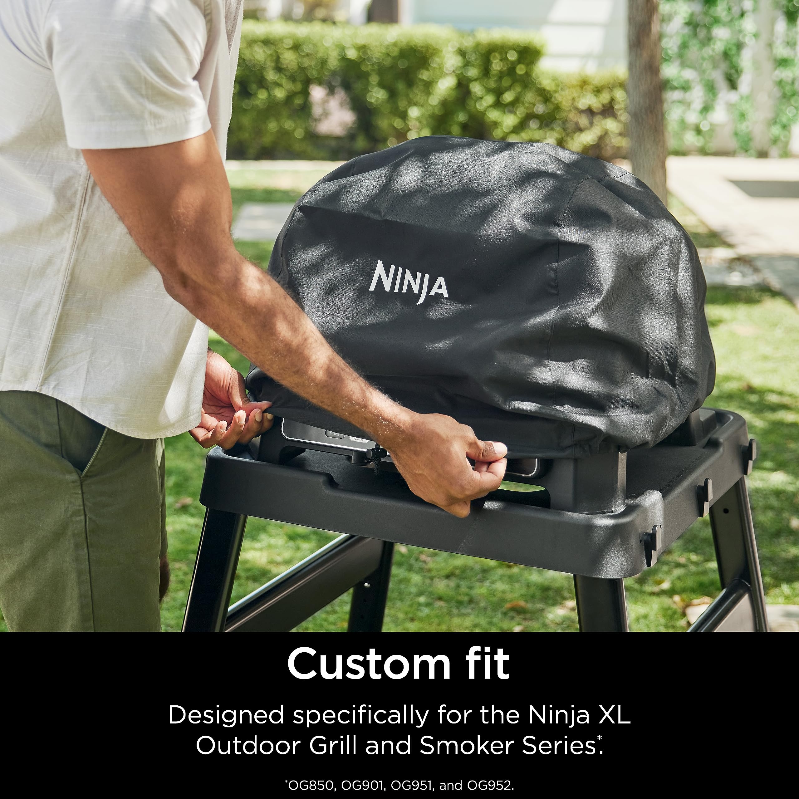 Ninja Woodfire XL Grill Cover fitted on grill OG800