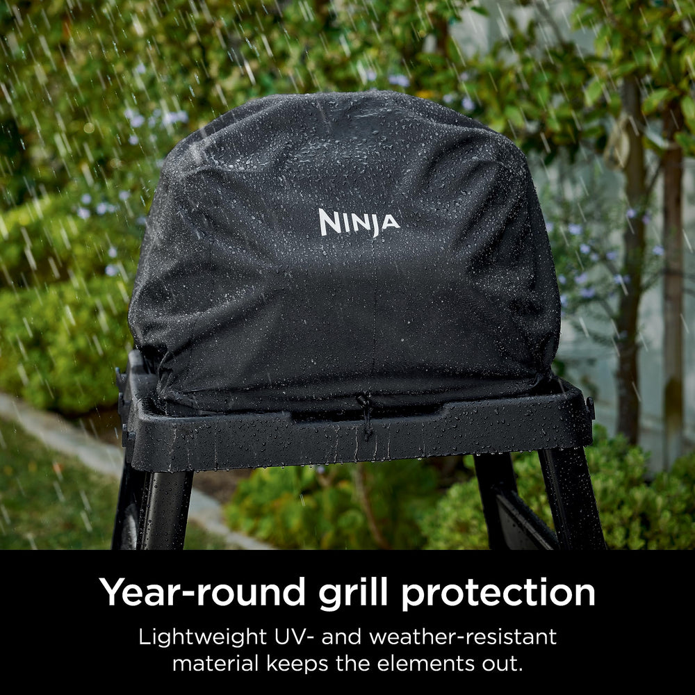 Ninja Woodfire XL Grill Cover side view showcasing drawstrings