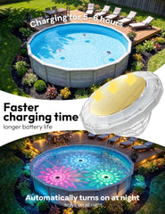 NIORSUN Floating Solar Pool Light illuminated at night