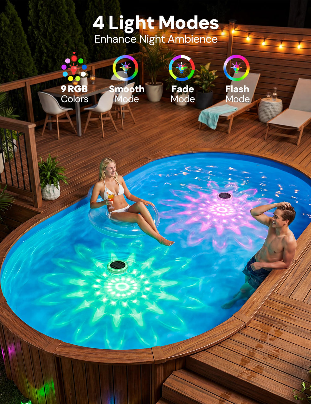 NIORSUN Floating Solar Pool Light in water