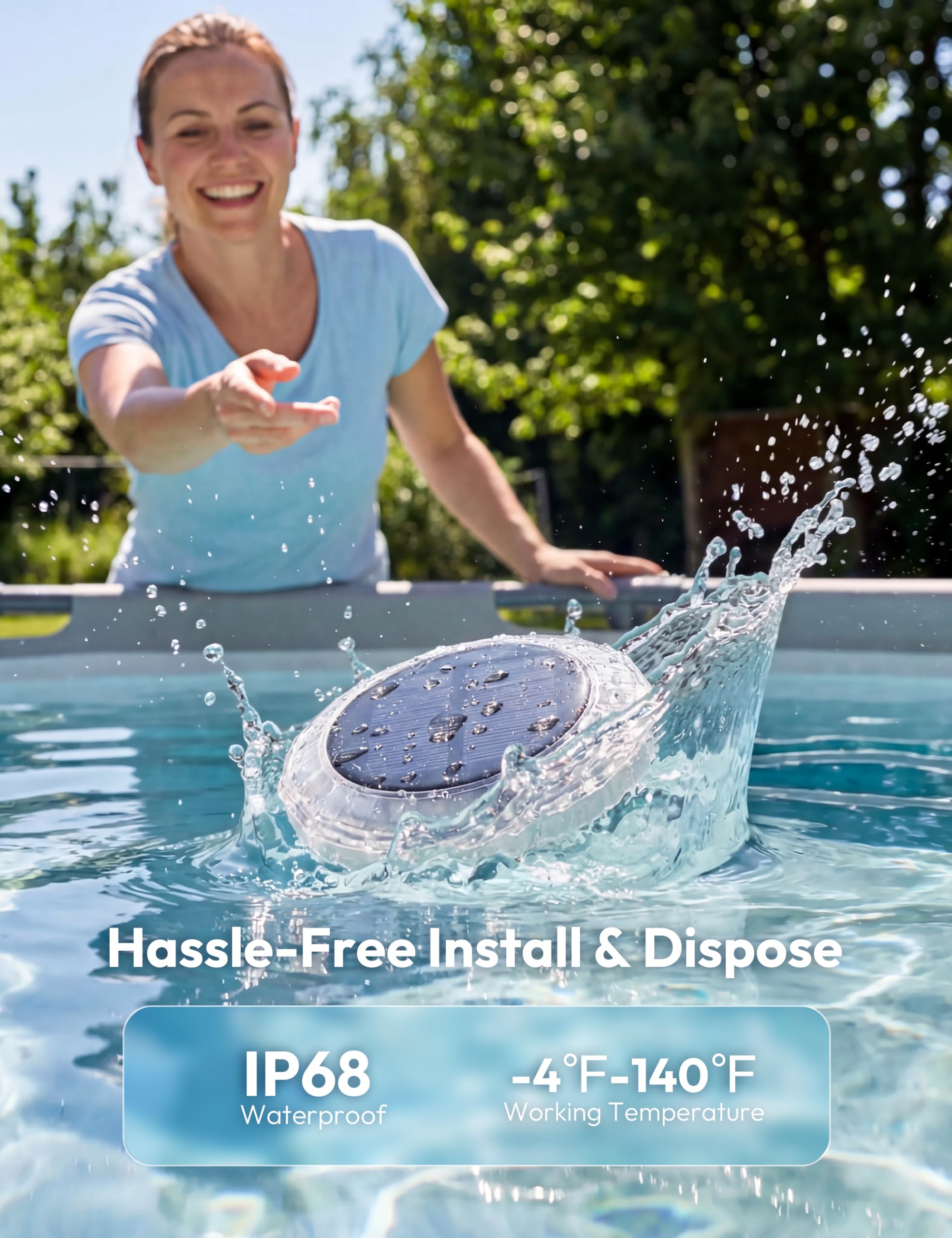 NIORSUN Floating Solar Pool Light showing RGB colours