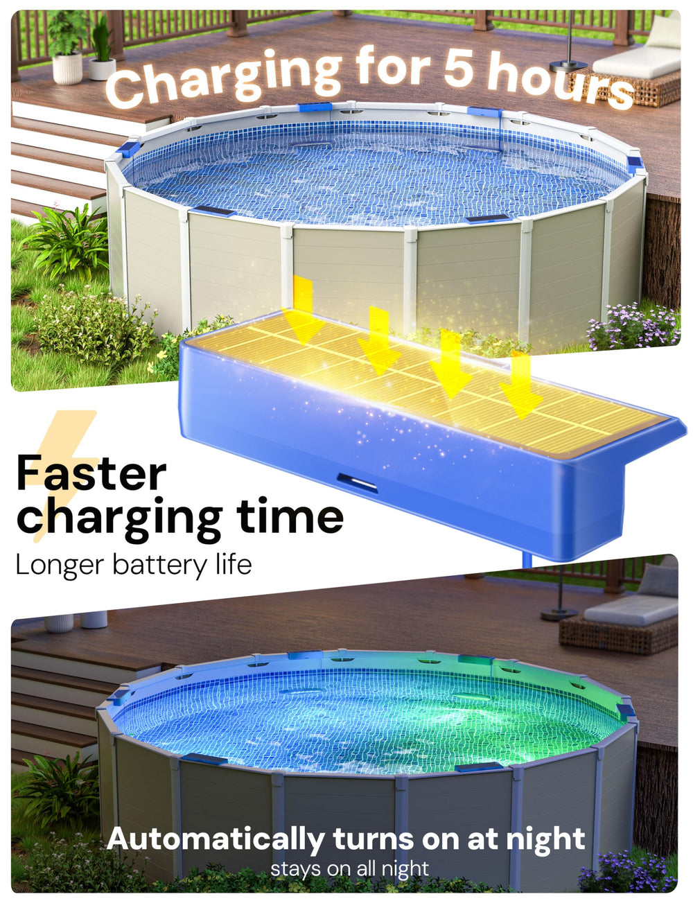 NIORSUN Solar Pool Light underwater in pool