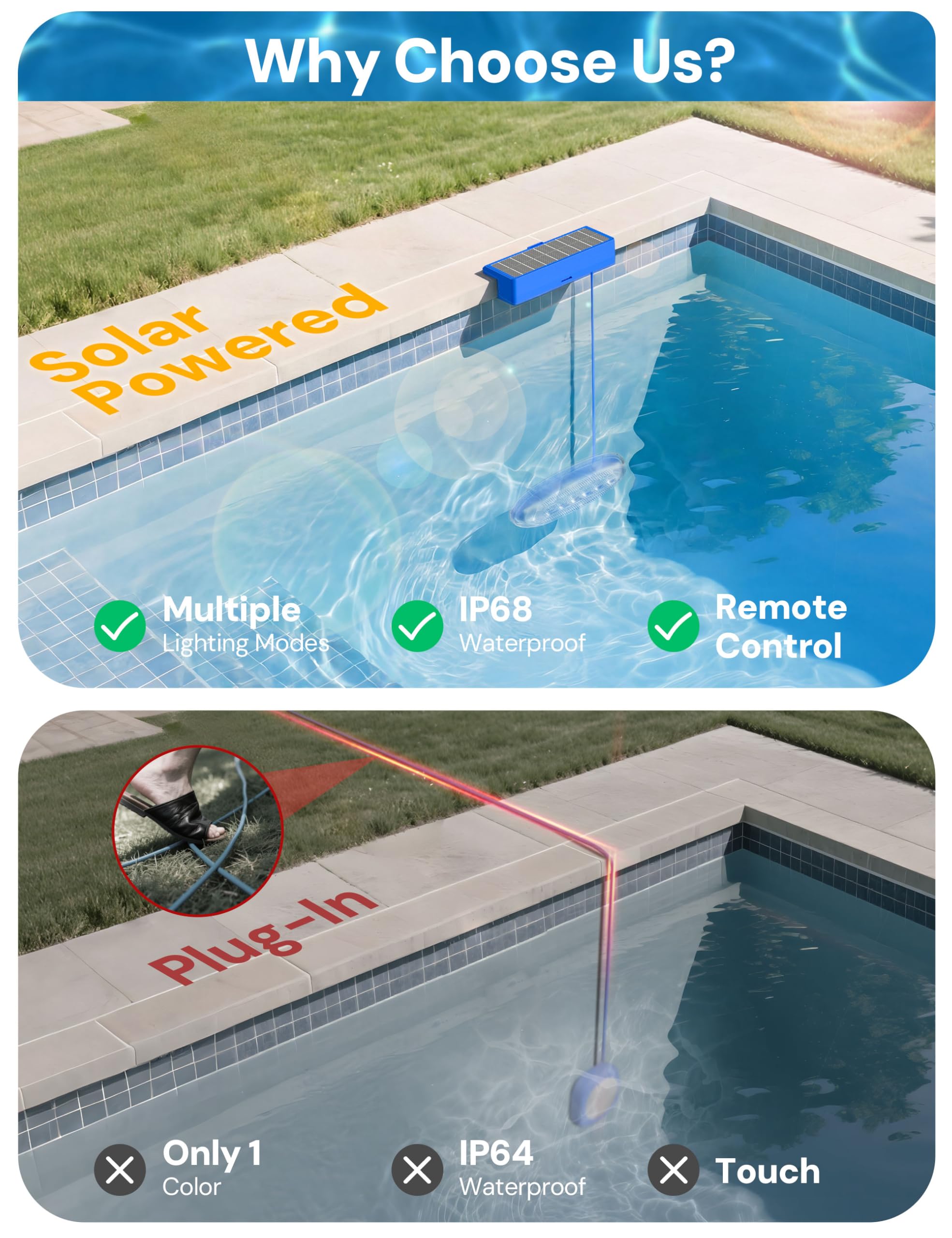 NIORSUN Solar Pool Light with sunlight exposure