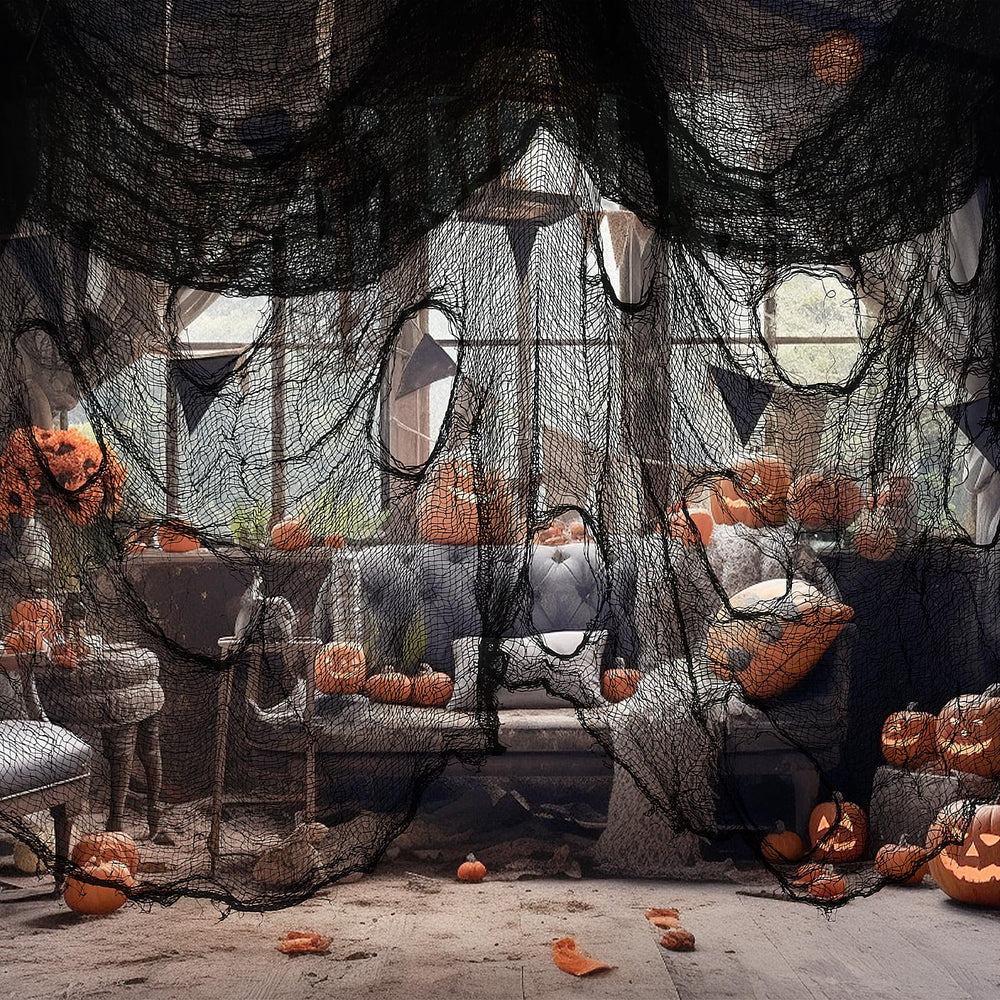Nirohee black creepy cloth draped on a haunted house