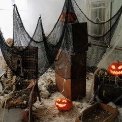 Nirohee Halloween black cloth hanging in a doorway