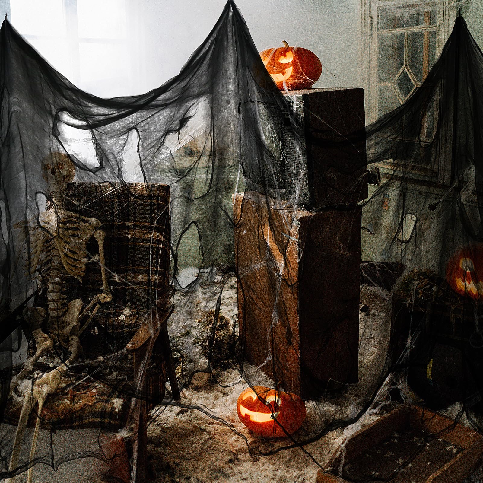 Nirohee Halloween Black Creepy Cloth hanging from doorway