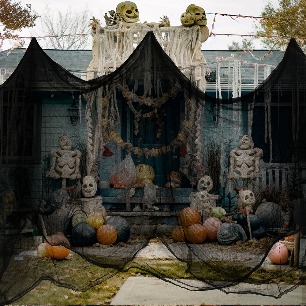 Nirohee Halloween Black Creepy Cloth in a spooky garden setting